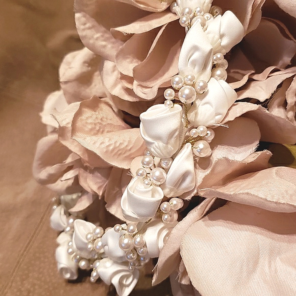 White Satin Rose Halo Headpiece NWT
